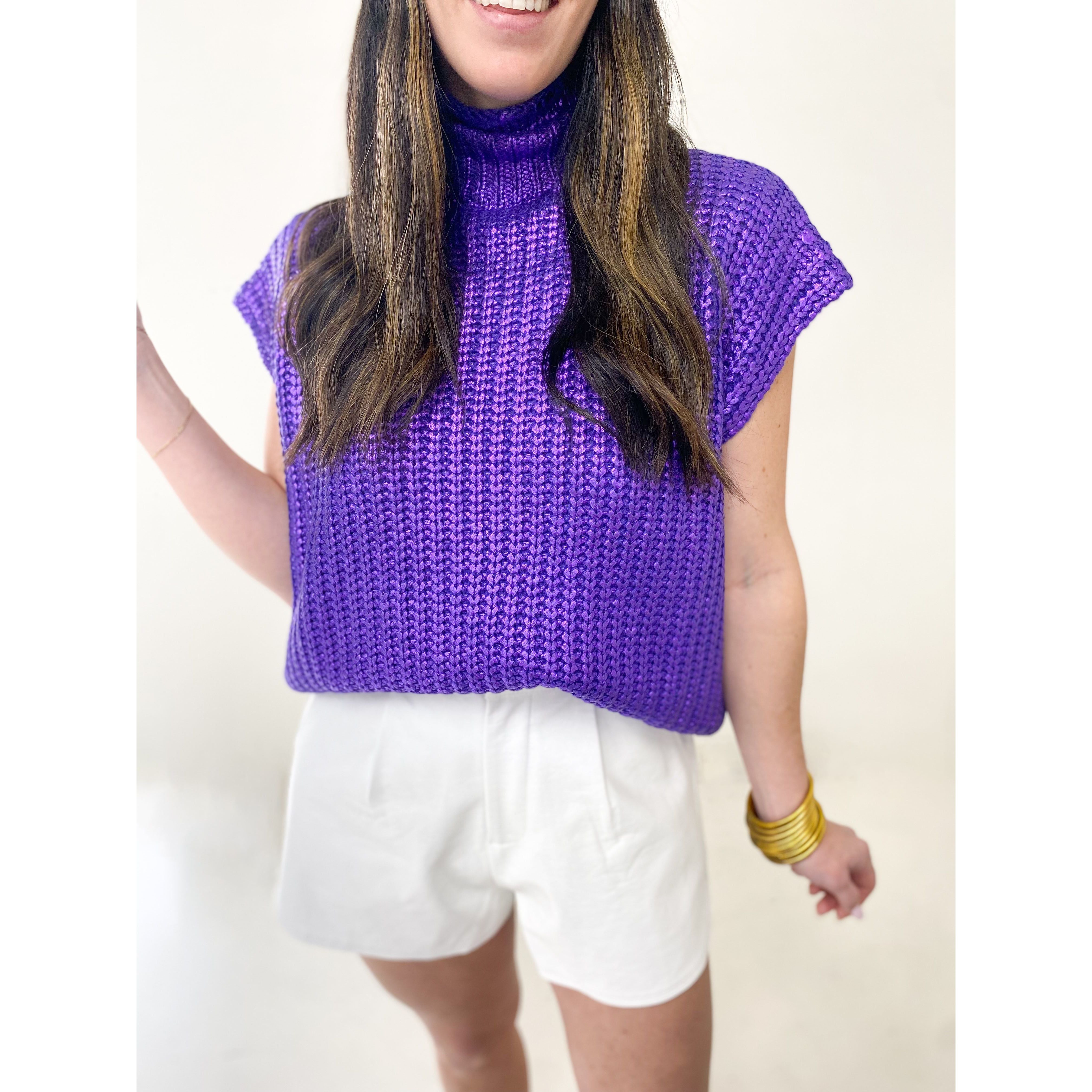 MG Metallic Sleeveless Sweater – Hazelynn Boutique
